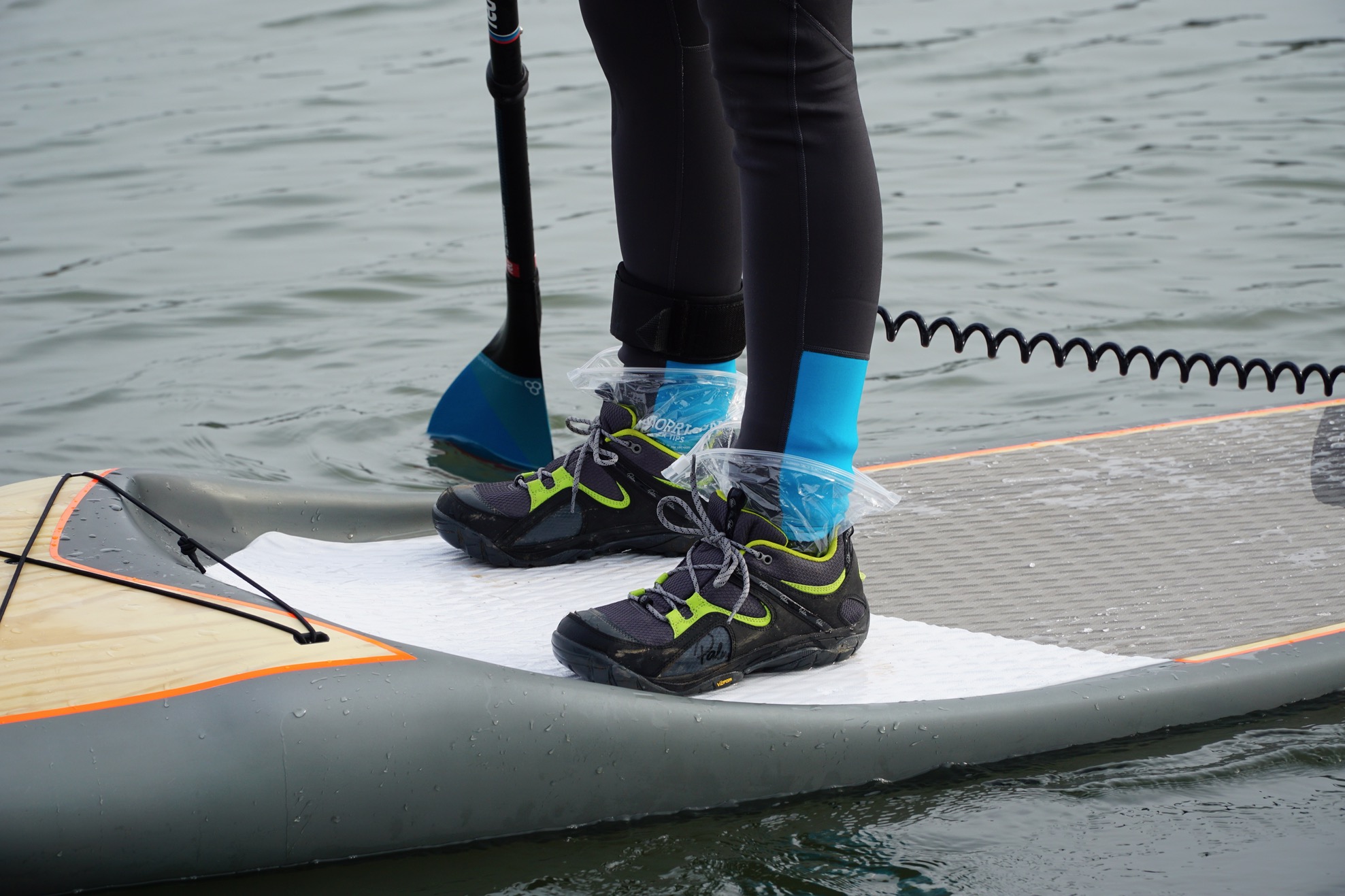 What to wear on your feet paddleboarding? - plastic bags
